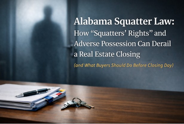 Alabama Squatter Law: How “Squatters’ Rights” and Adverse Possession Can Derail a Real Estate Closing (and What Buyers Should Do Before Closing Day) 