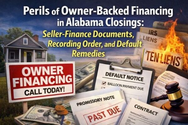 Perils of Owner-Backed Financing in Alabama Closings: Seller-Finance Documents, Recording Order, and Default Remedies
